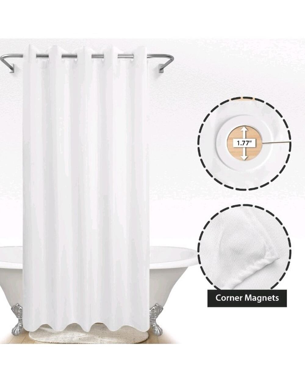 XL Waterproof Fabric Shower Curtain, Machine Washable, 71W x 98H